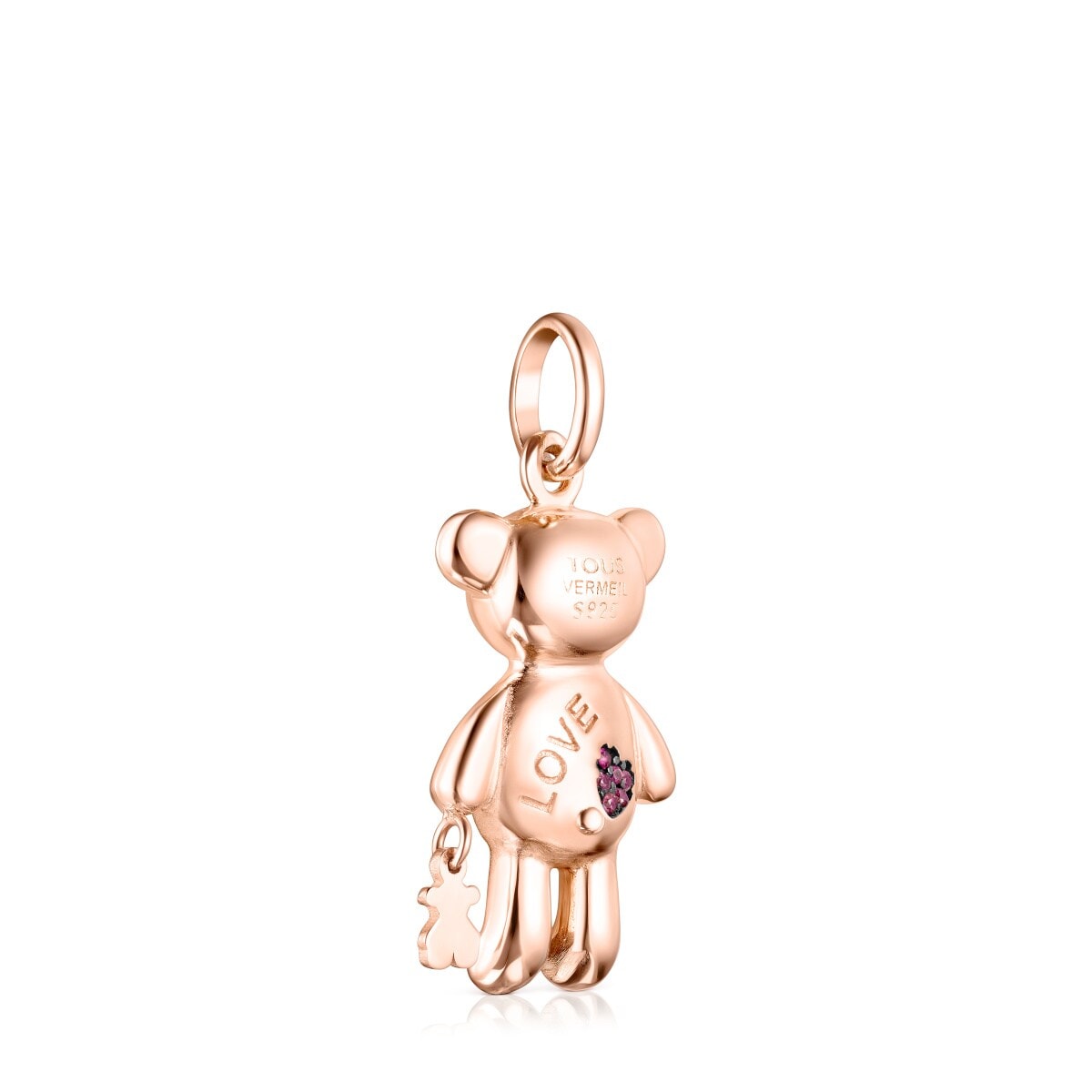 Rose Silver Vermeil Teddy Bear Stars Pendant with Gemstones