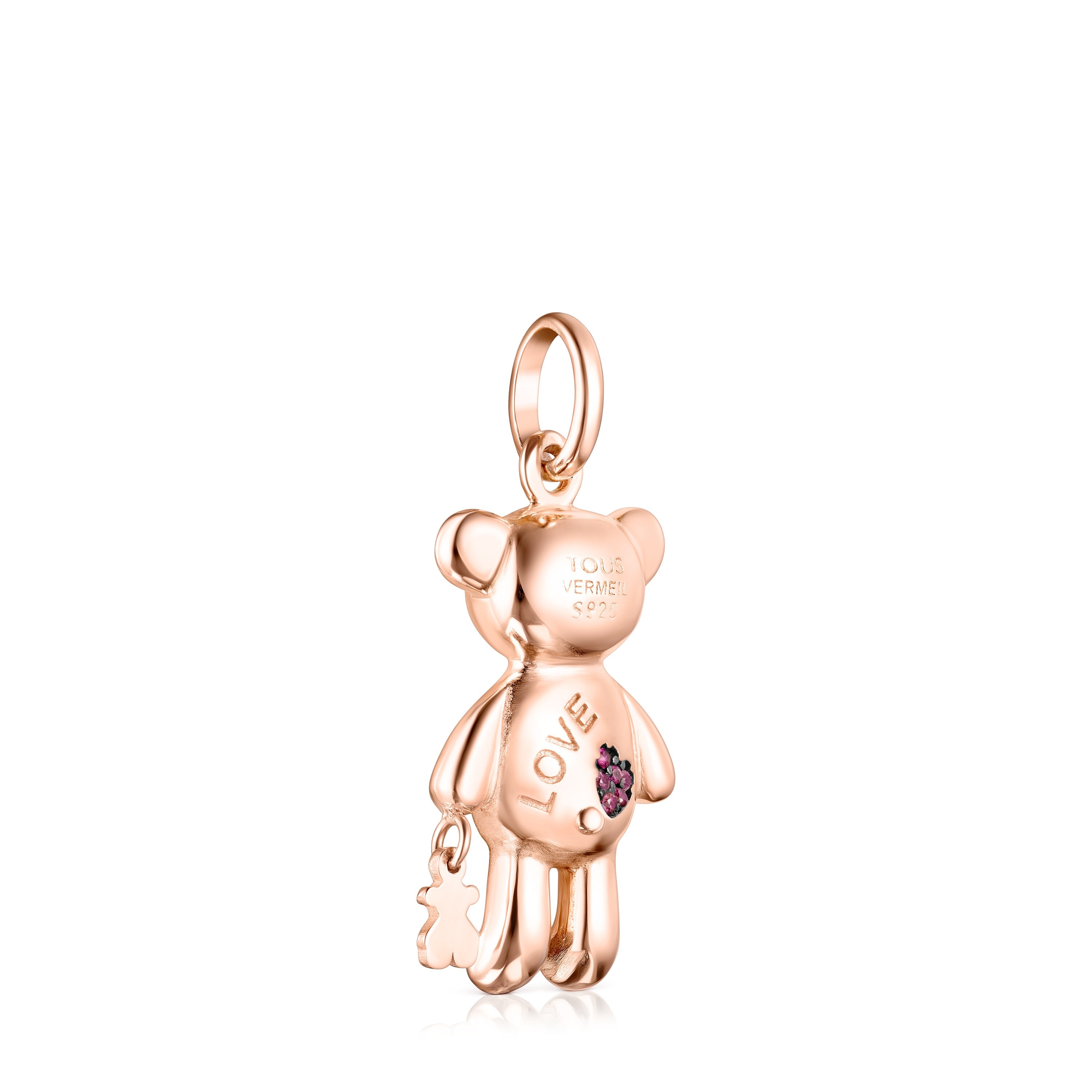 Colgante con baño de oro rosa 18 kt sobre plata y gemas Teddy Bear Stars
