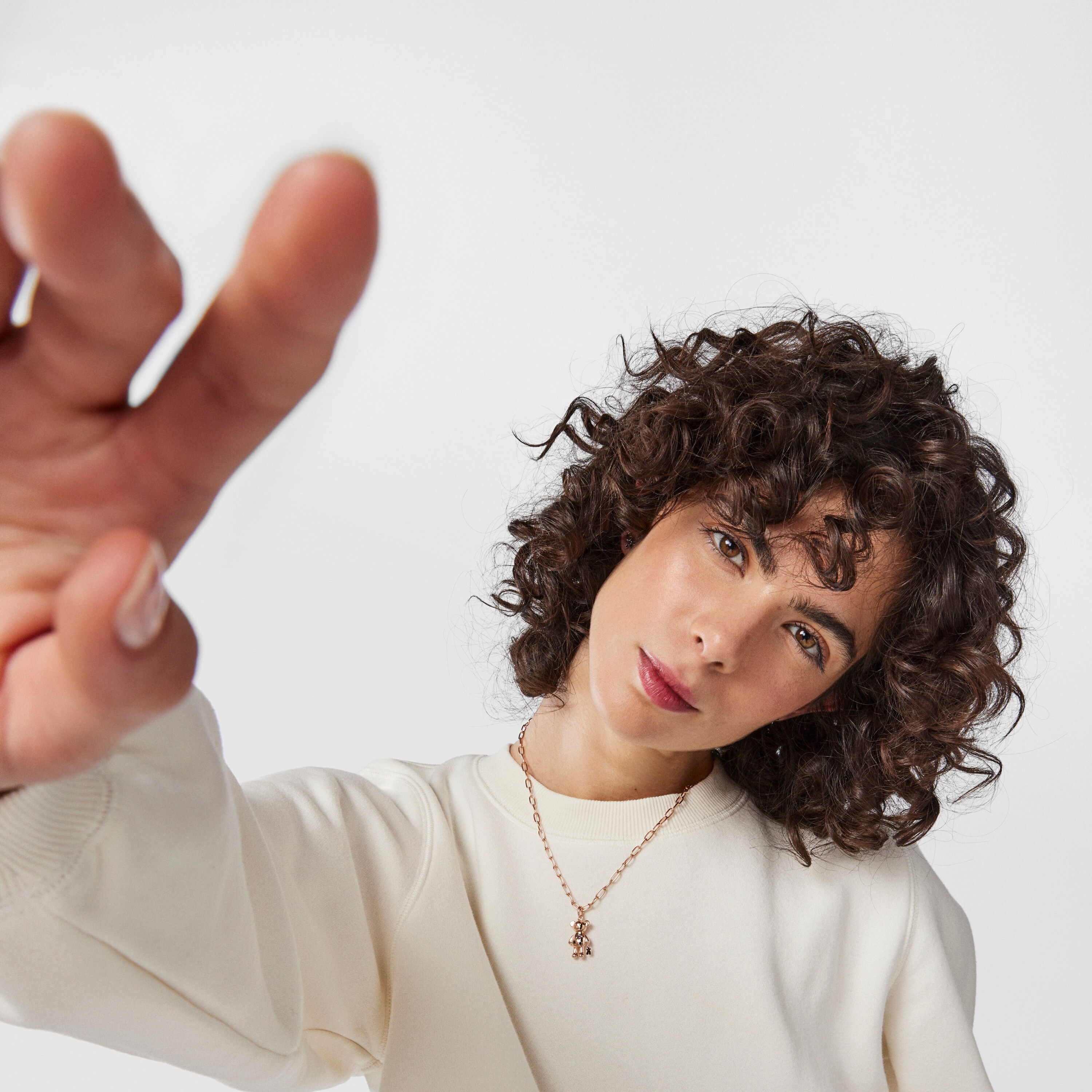 Rose 18K gold vermeil Teddy Bear Stars Pendant with Gemstones