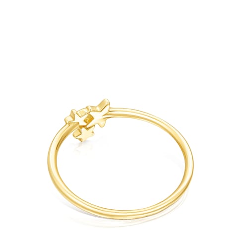 Gold Teddy Bear Stars Ring with Diamonds