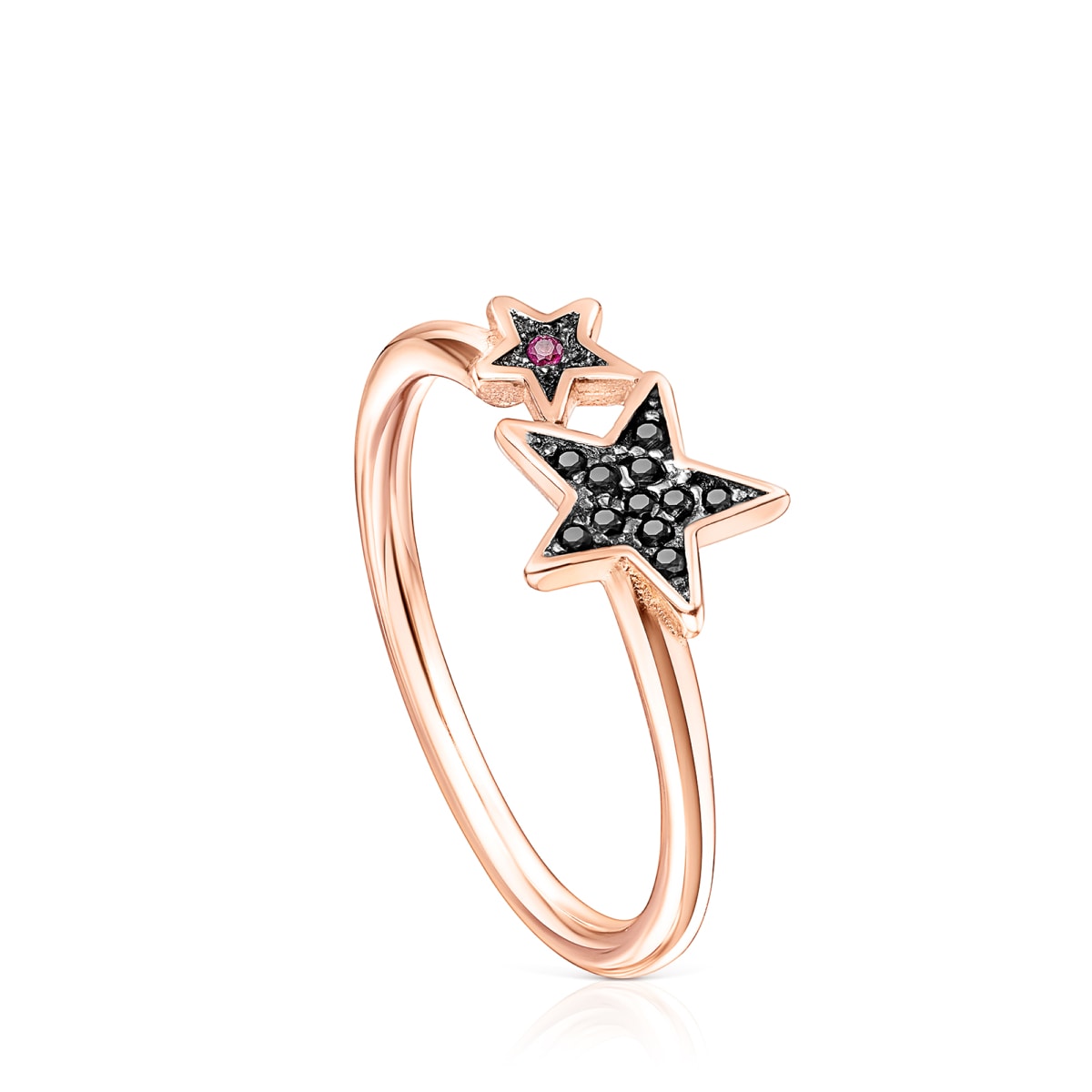 Tous - Anillo Con Baño De Oro Rosa 18 Kt Sobre Plata Espinela Y Rubí Teddy Bear Stars Talla 14