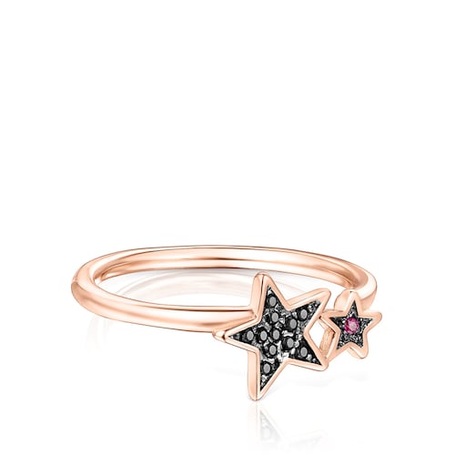 Bague Teddy Bear Stars en Argent vermeil ros&eacute;, Spinelle et Rubis