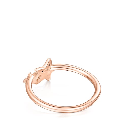 Bague Teddy Bear Stars en Argent vermeil ros&eacute;, Spinelle et Rubis