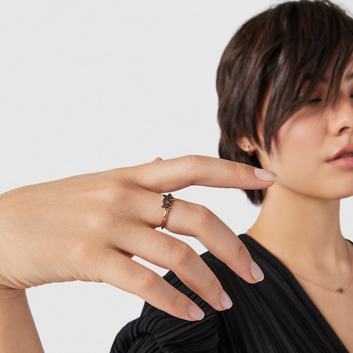 Bague Teddy Bear Stars en Argent vermeil ros&eacute;, Spinelle et Rubis