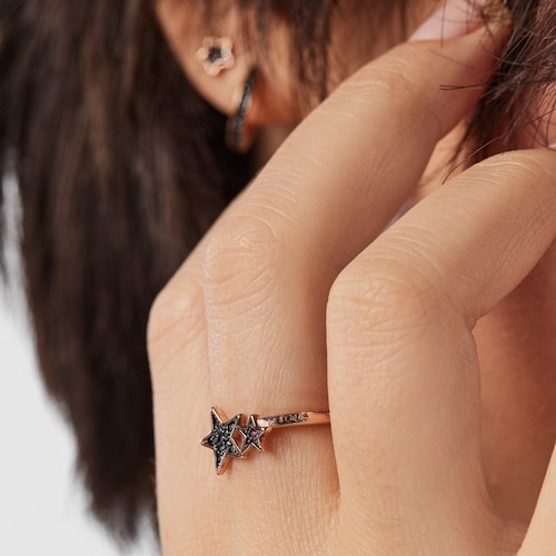 Bague Teddy Bear Stars en Argent vermeil ros&eacute;, Spinelle et Rubis