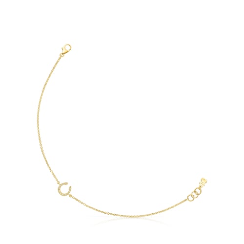 18K Solid Gold TOUS Good Vibes horseshoe Bracelet with Diamonds