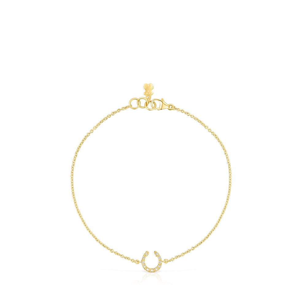 18K Solid Gold TOUS Good Vibes horseshoe Bracelet with Diamonds