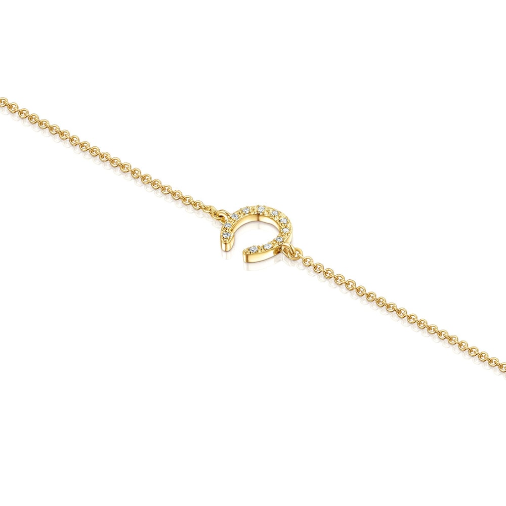 18K Solid Gold TOUS Good Vibes horseshoe Bracelet with Diamonds