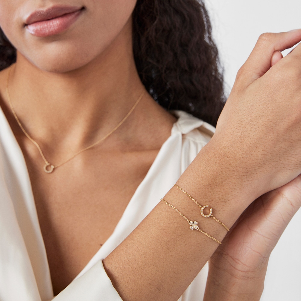 18K Solid Gold TOUS Good Vibes horseshoe Bracelet with Diamonds