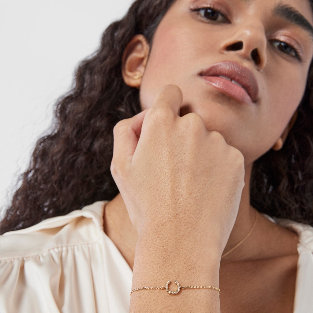 18K Solid Gold TOUS Good Vibes horseshoe Bracelet with Diamonds