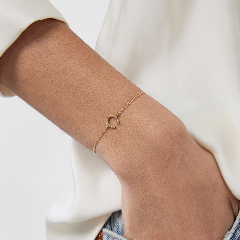 18K Solid Gold TOUS Good Vibes horseshoe Bracelet with Diamonds