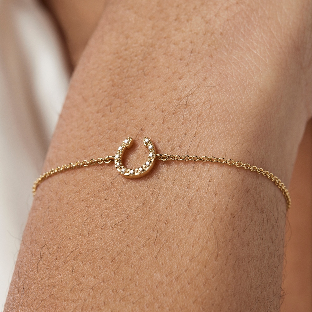 18K Solid Gold TOUS Good Vibes horseshoe Bracelet with Diamonds