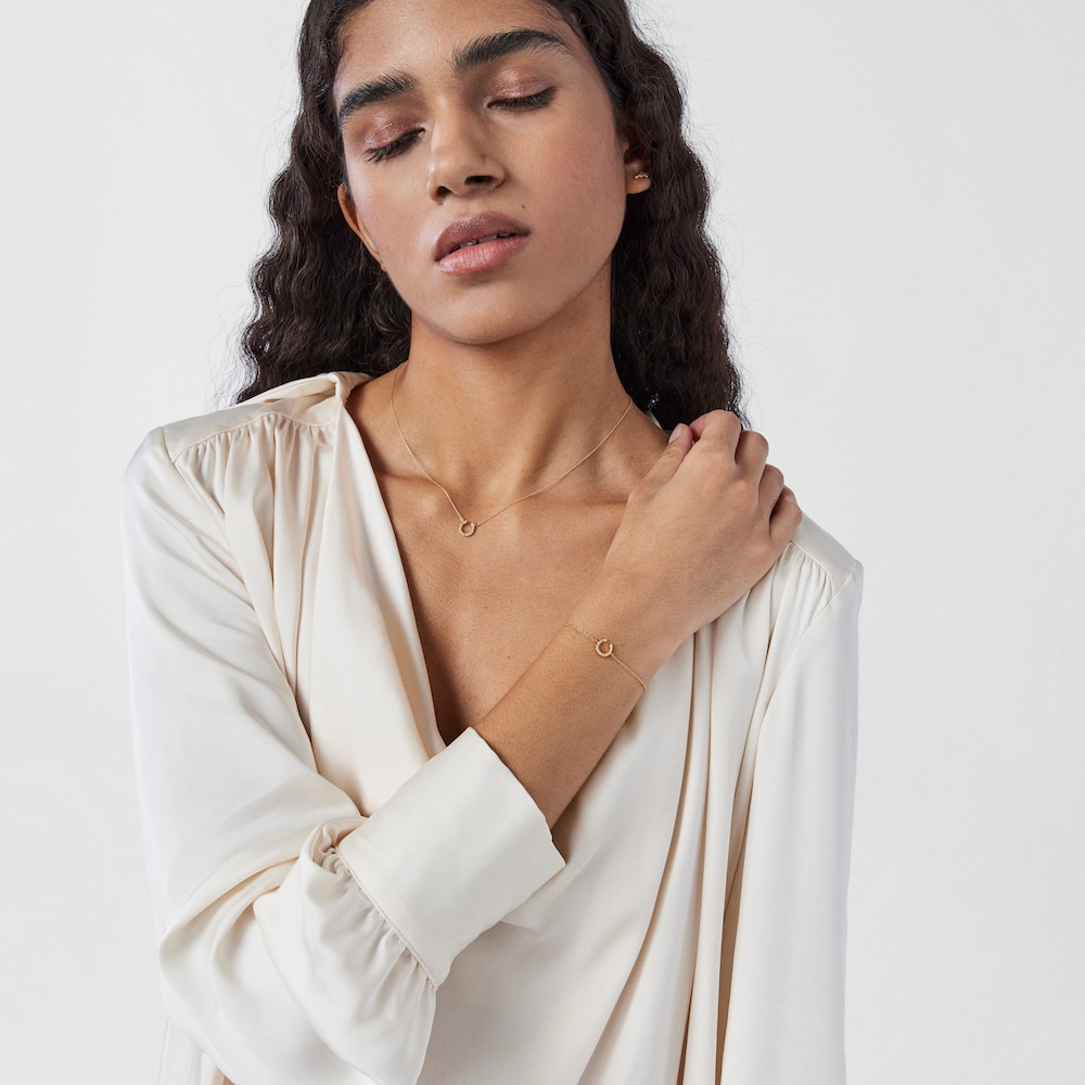 18K Solid Gold TOUS Good Vibes horseshoe Bracelet with Diamonds