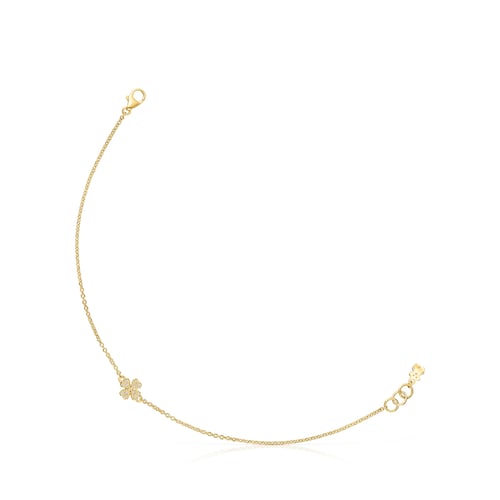 Gold TOUS Good Vibes clover Bracelet with Diamonds