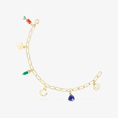 Pulsera TOUS Good Vibes con ba&ntilde;o de oro 18 kt sobre plata con gemas