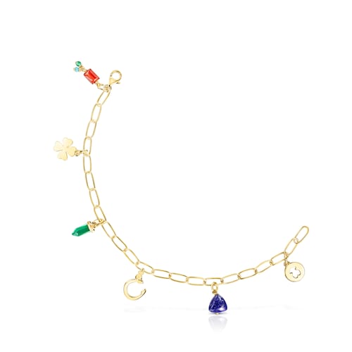 Pulsera con baño de oro 18 kt sobre plata y gemas TOUS Good Vibes image number 0