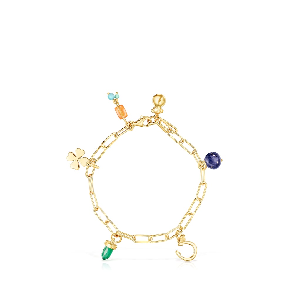 Pulsera TOUS Good Vibes con ba&ntilde;o de oro 18 kt sobre plata con gemas