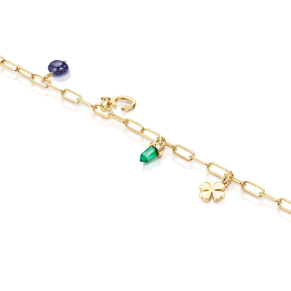 Pulsera TOUS Good Vibes con ba&ntilde;o de oro 18 kt sobre plata con gemas