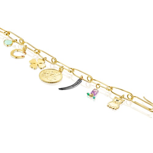 Bracelet TOUS Good Vibes clips en Argent Vermeil et Pierres pr&eacute;cieuses