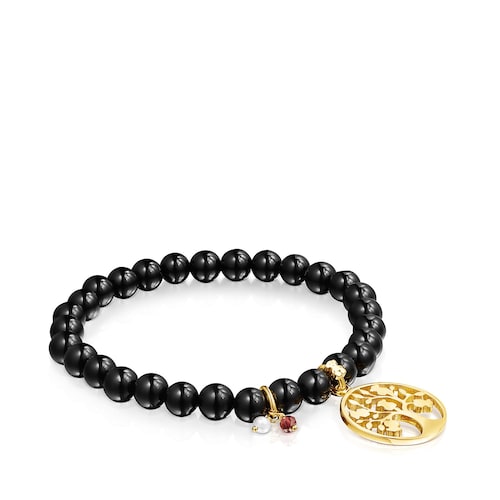 Pulsera árbol con baño de oro 18 kt sobre plata y shunghitas TOUS Good Vibes image number 0