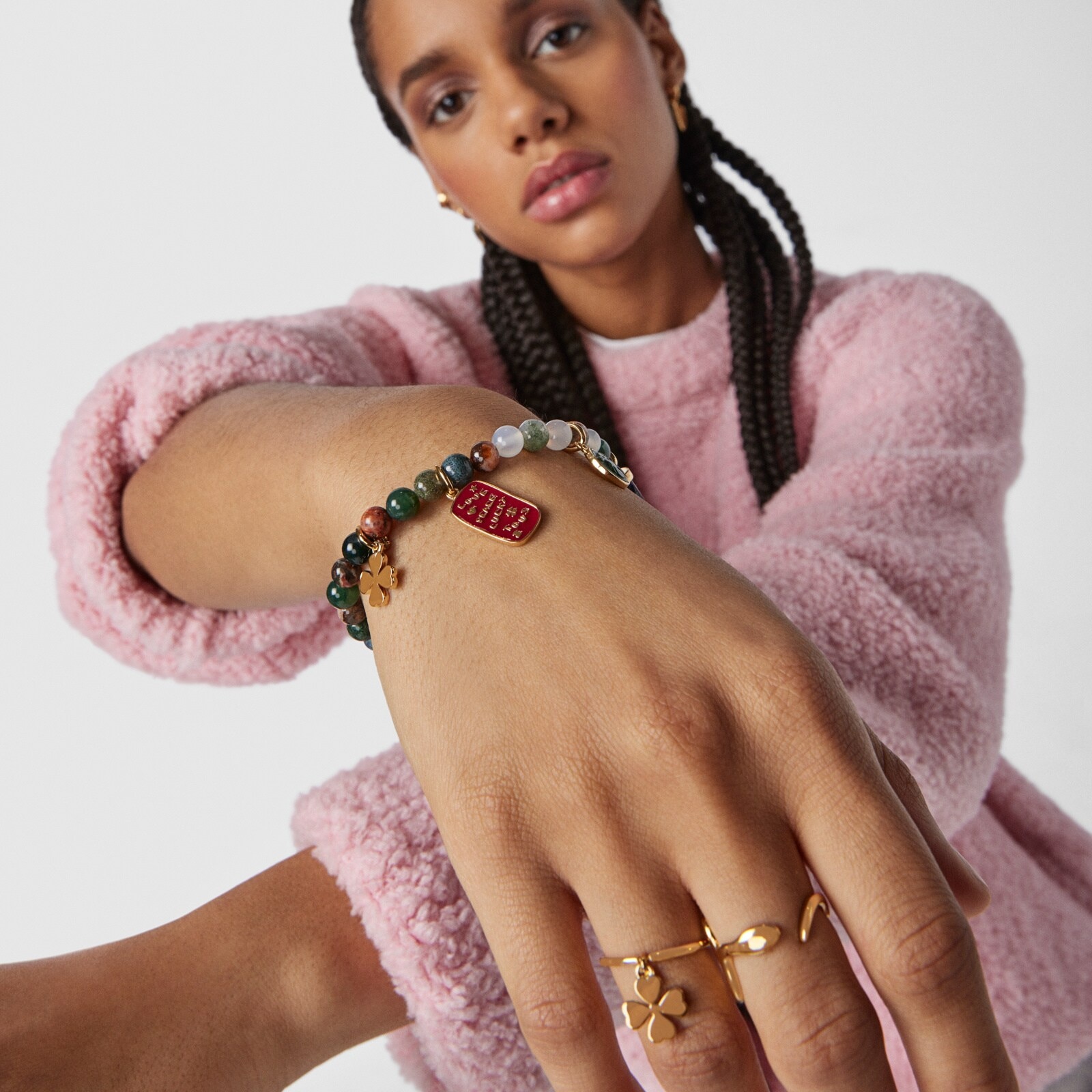 18K gold vermeil TOUS Good Vibes Bracelet with Agates