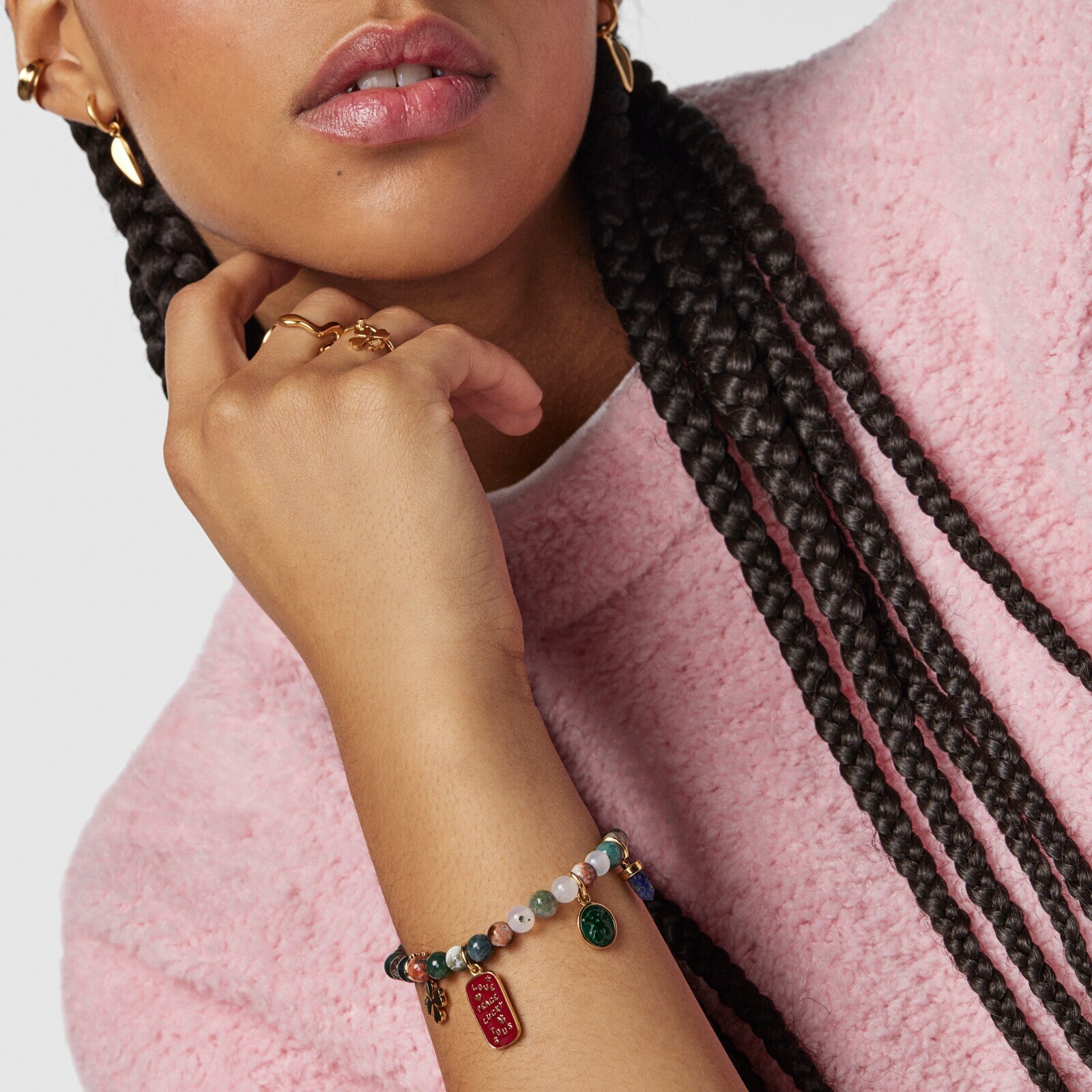 Silver Vermeil TOUS Good Vibes Bracelet with Agates