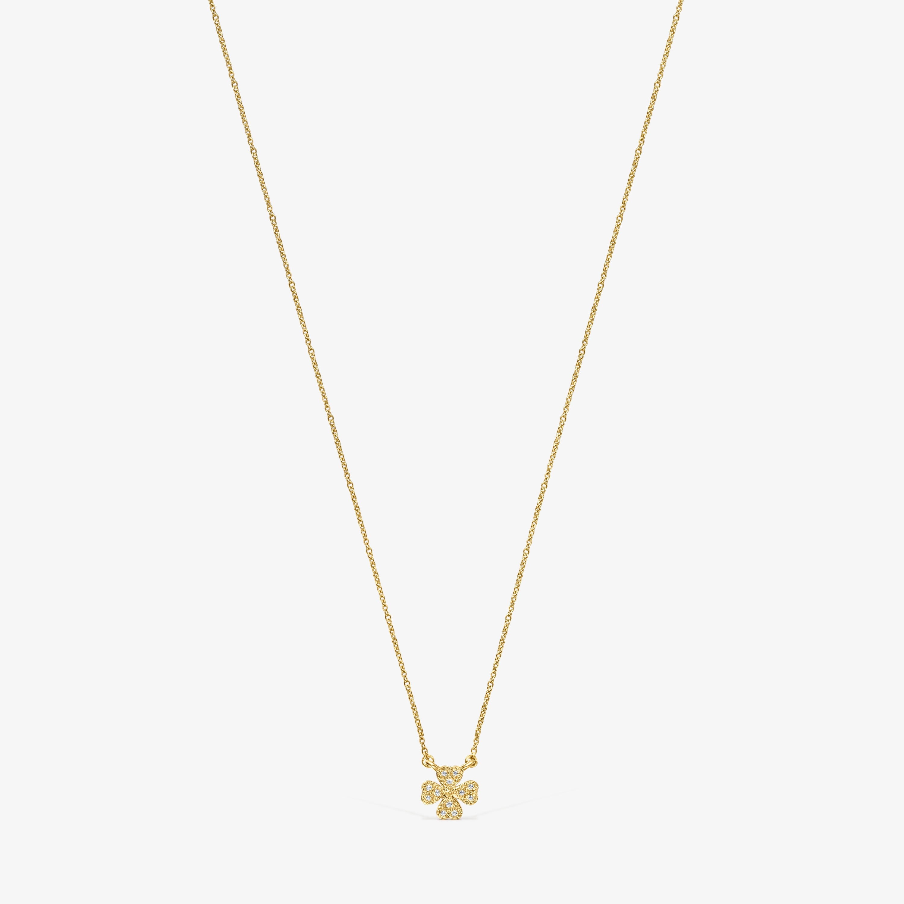 18K solid gold TOUS Good Vibes clover Necklace with Diamonds
