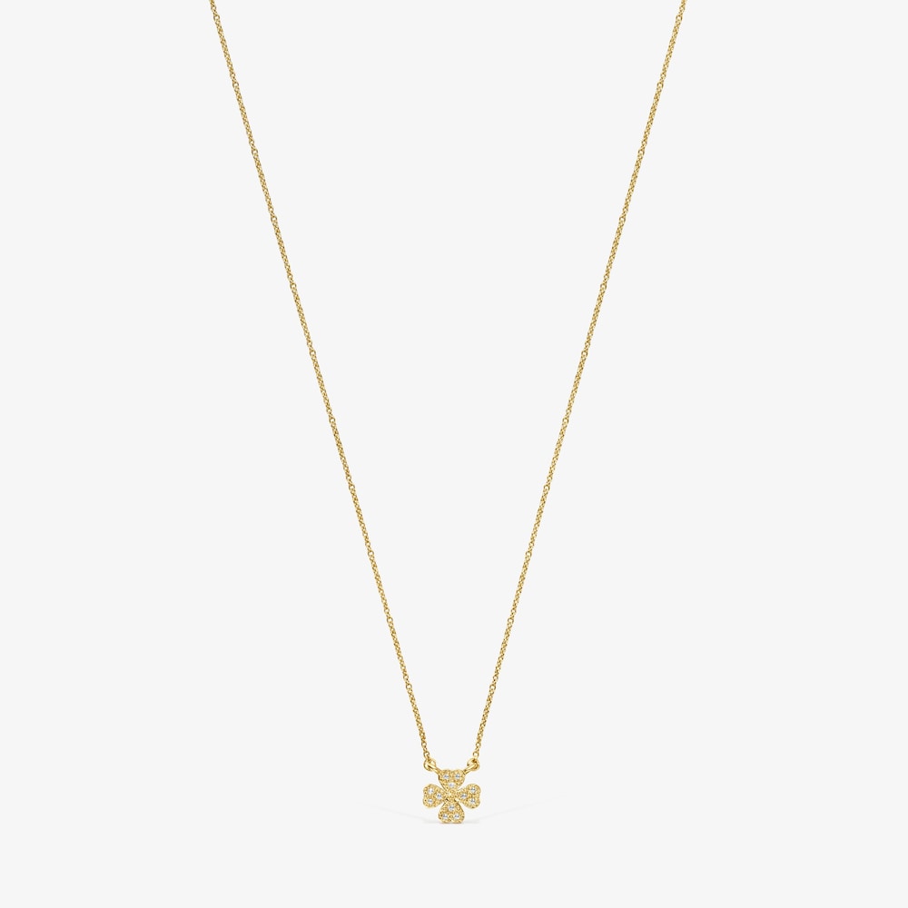 18K solid gold TOUS Good Vibes clover Necklace with Diamonds