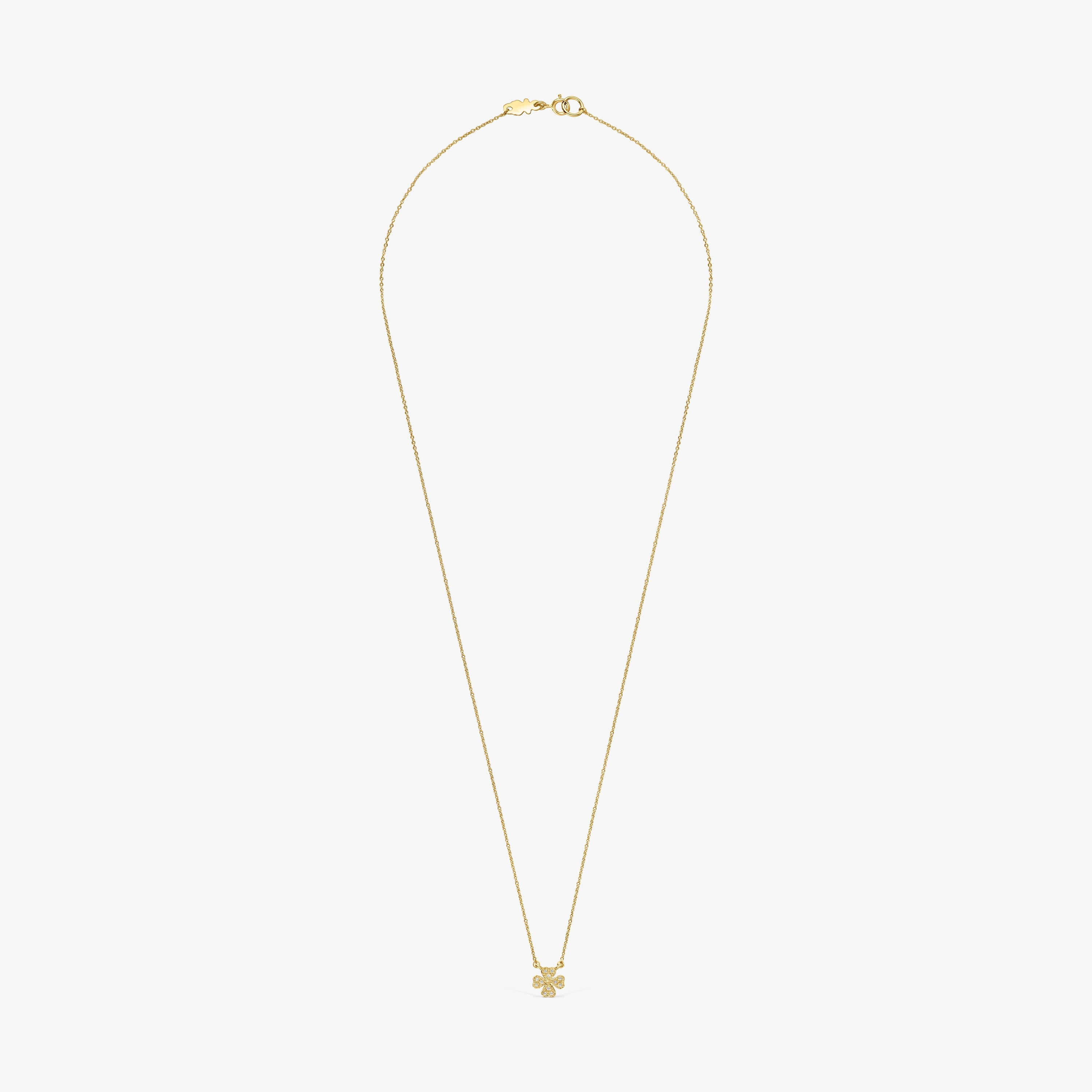 18K solid gold TOUS Good Vibes clover Necklace with Diamonds