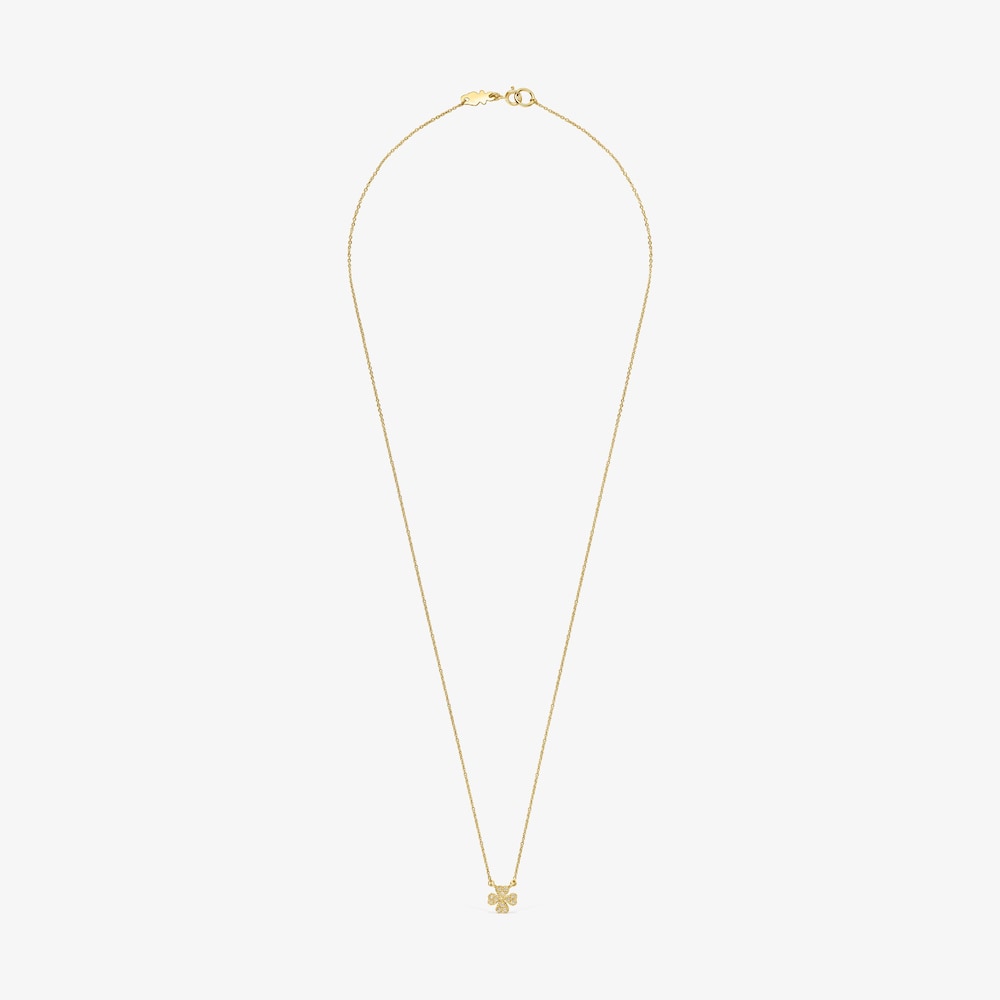 18K solid gold TOUS Good Vibes clover Necklace with Diamonds
