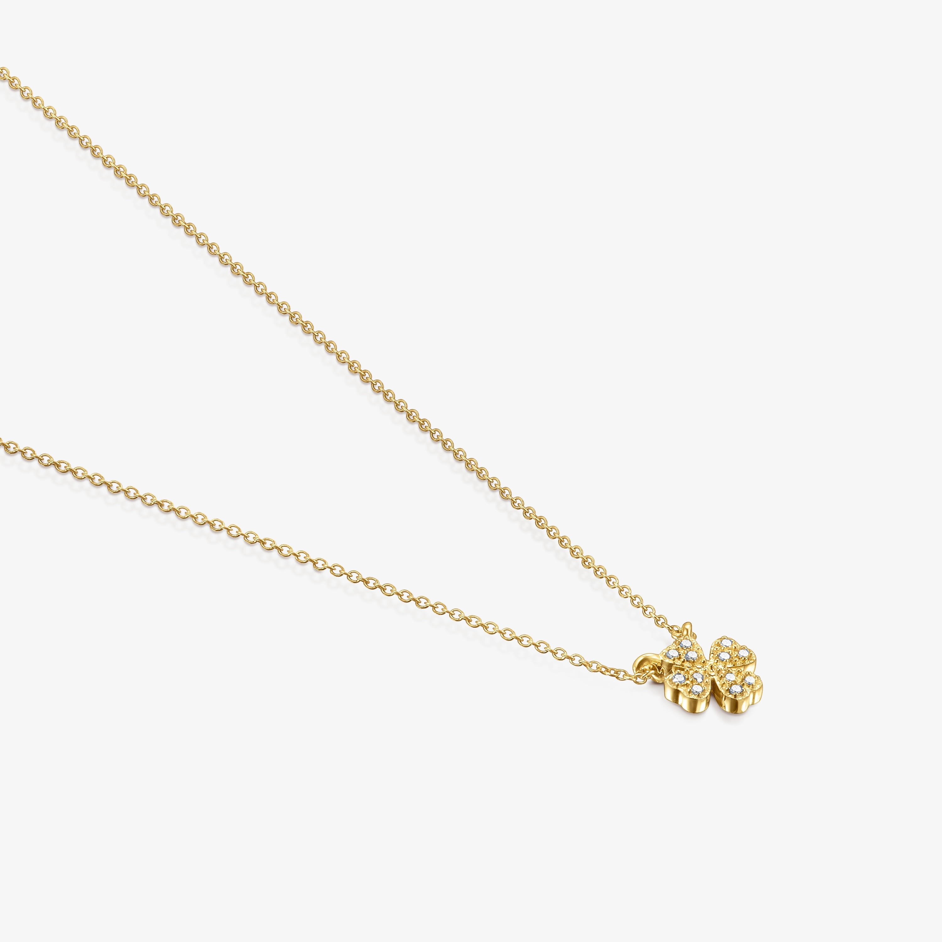 18K solid gold TOUS Good Vibes clover Necklace with Diamonds