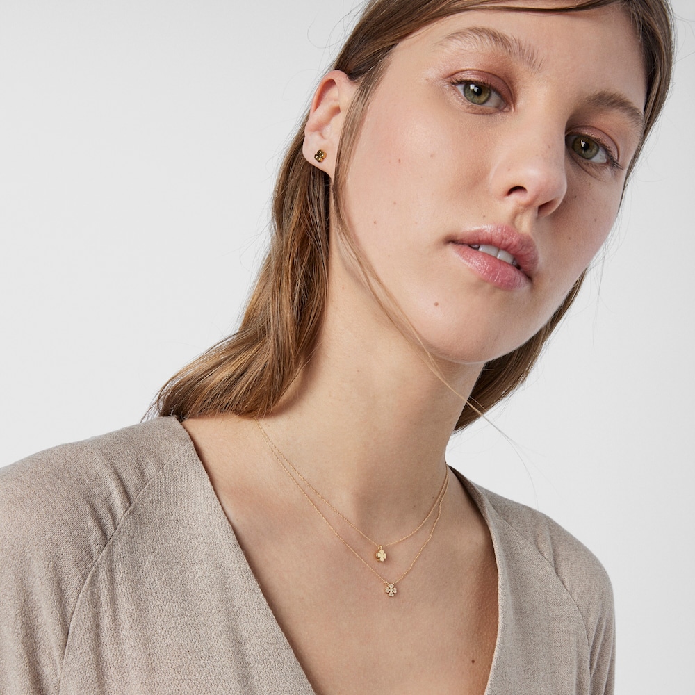 18K solid gold TOUS Good Vibes clover Necklace with Diamonds