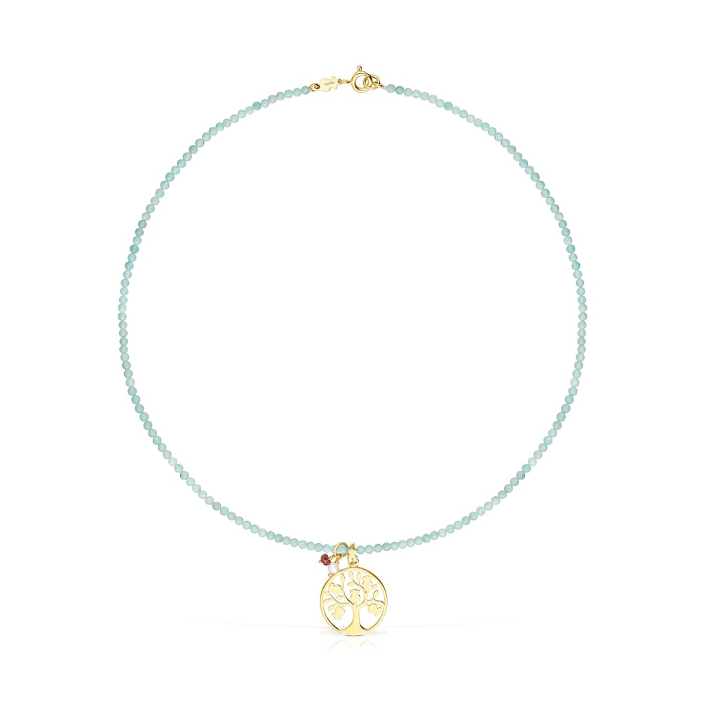 18K gold vermeil TOUS Good Vibes tree Necklace with Quartzites