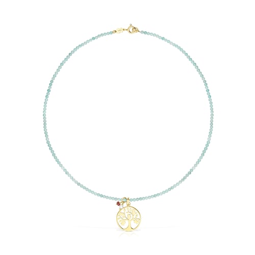 Silver Vermeil TOUS Good Vibes tree Necklace with Quartzites