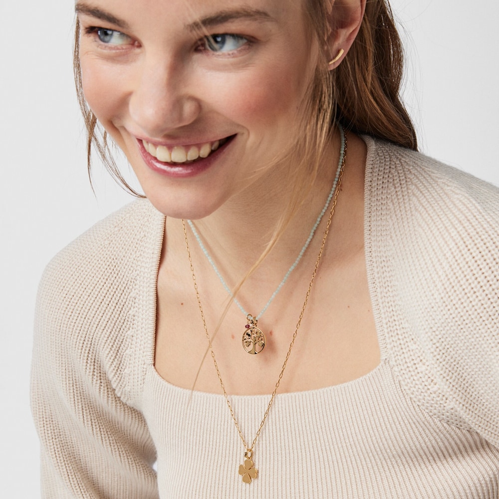 18K gold vermeil TOUS Good Vibes tree Necklace with Quartzites