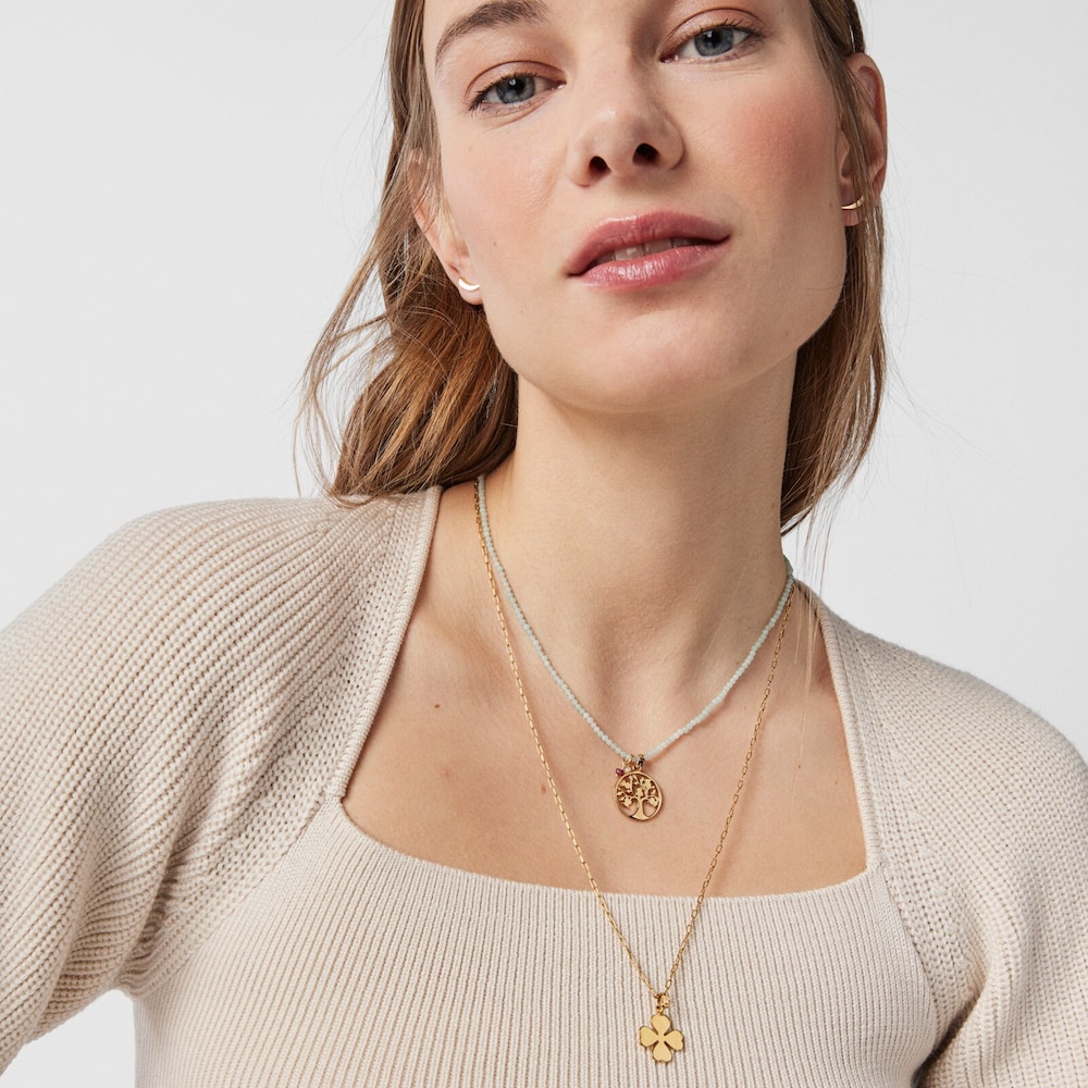 18K gold vermeil TOUS Good Vibes tree Necklace with Quartzites