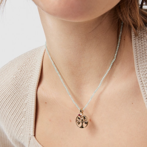 Silver Vermeil TOUS Good Vibes tree Necklace with Quartzites