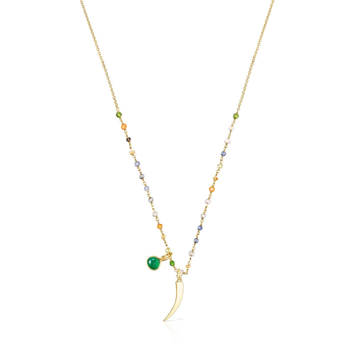 Tous - Collar Cuerno Con Baño De Oro 18 Kt Sobre Plata Y Gemas Tous Good Vibes - Dorado