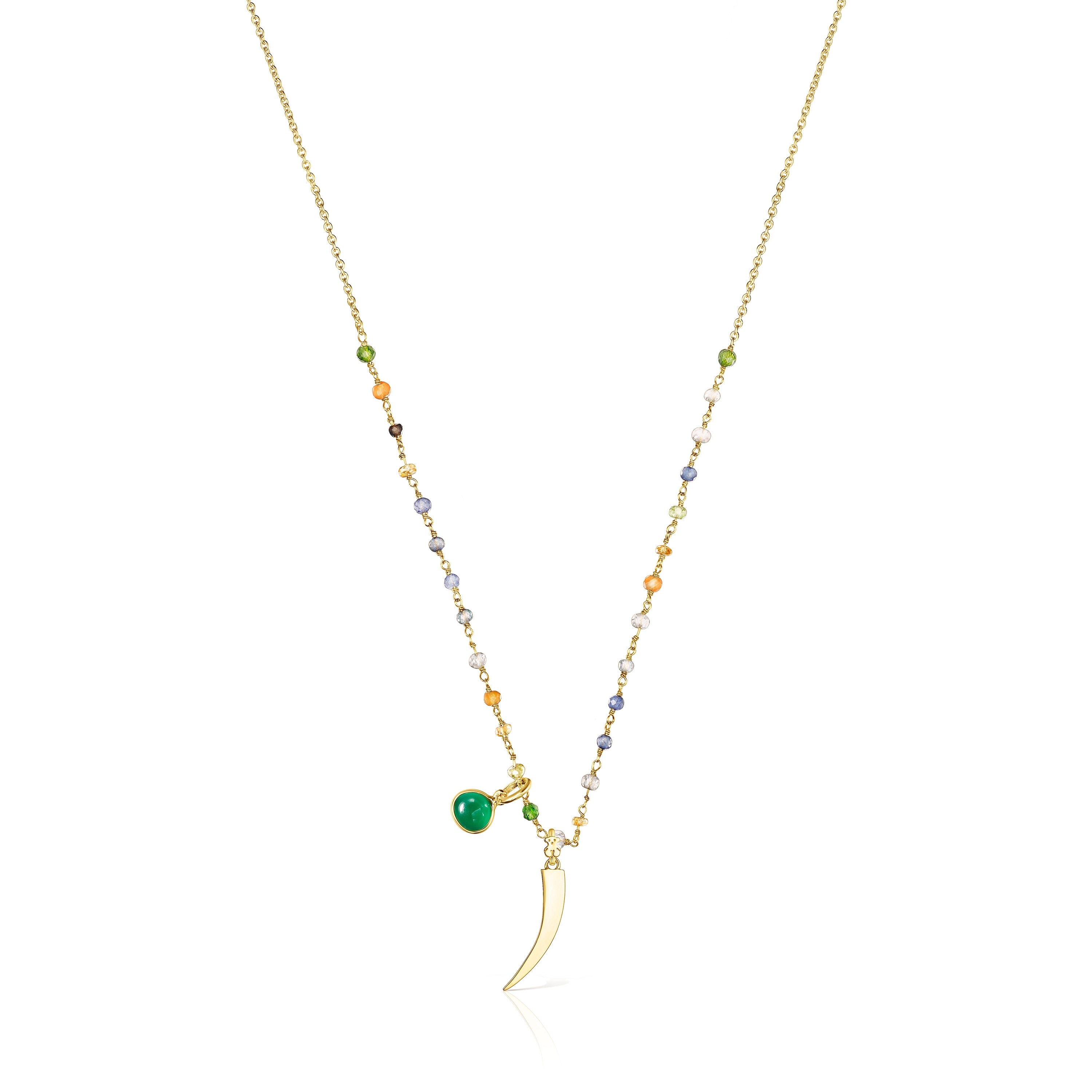 18K gold vermeil TOUS Good Vibes cornucopia Necklace with Gemstones