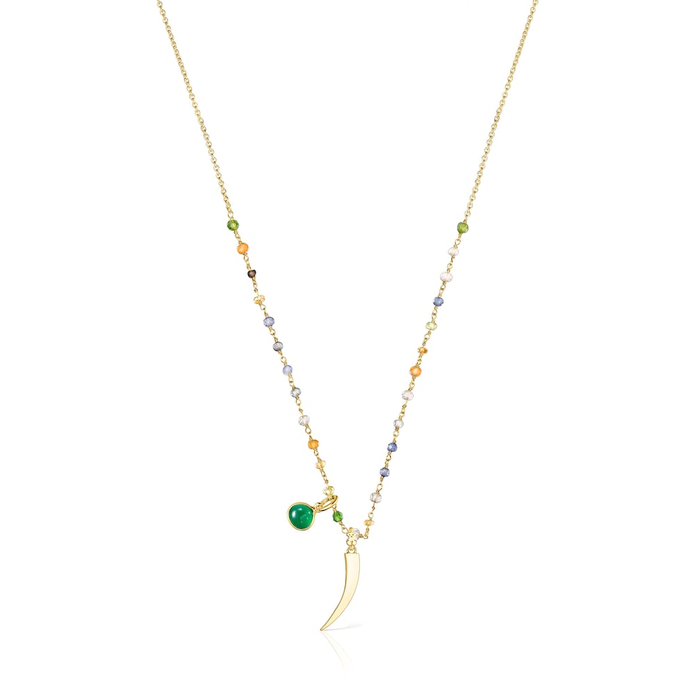 18K gold vermeil TOUS Good Vibes cornucopia Necklace with Gemstones