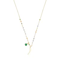 Collar cuerno con baño de oro 18 kt sobre plata y gemas TOUS Good Vibes