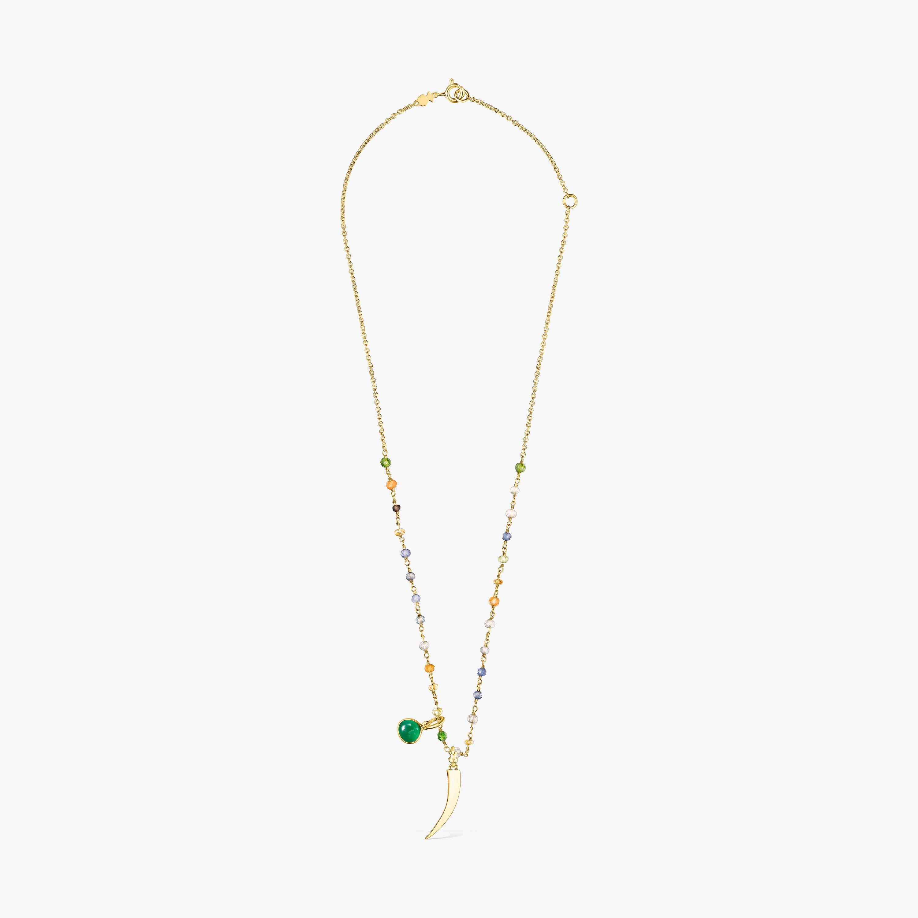 18K gold vermeil TOUS Good Vibes cornucopia Necklace with Gemstones