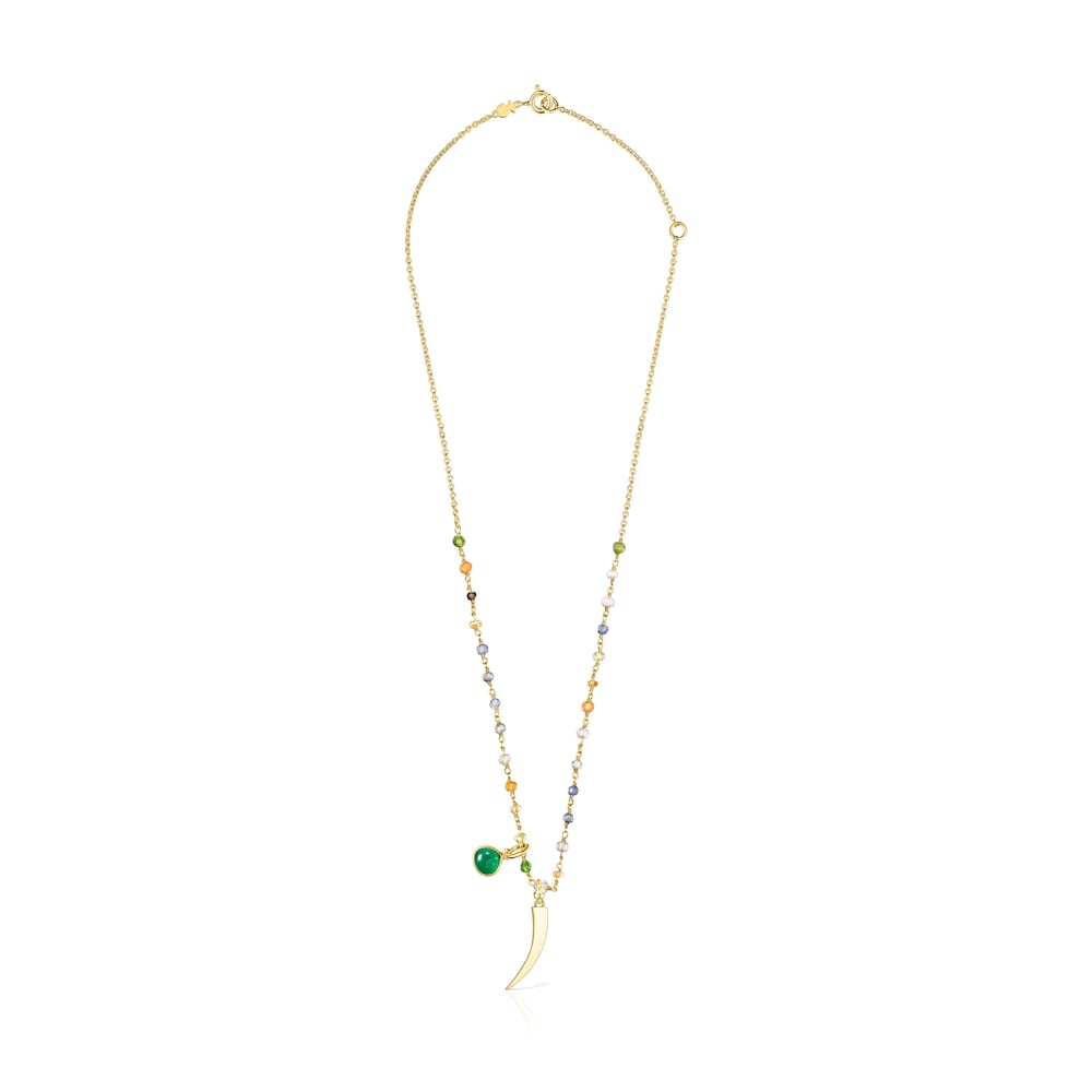 18K gold vermeil TOUS Good Vibes cornucopia Necklace with Gemstones