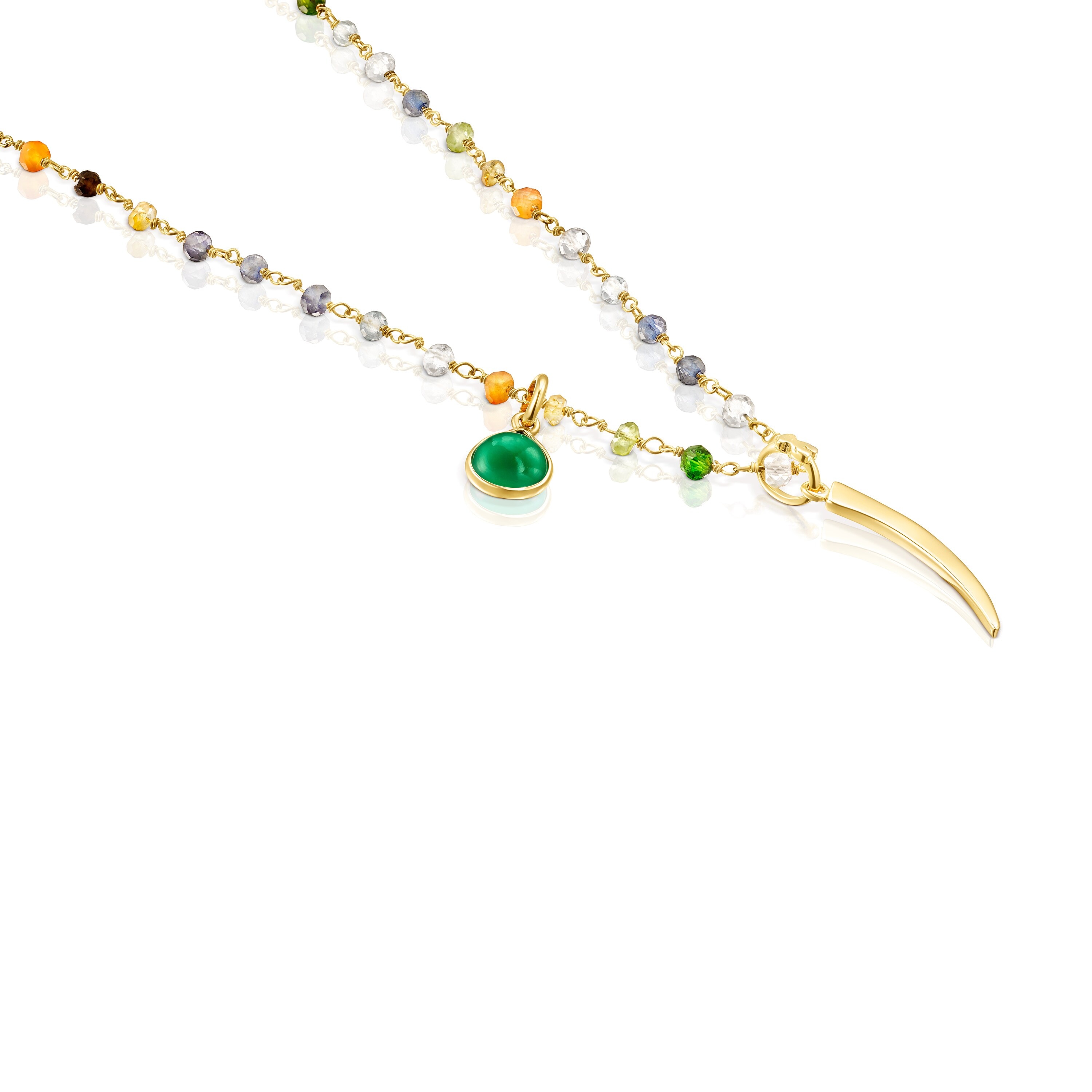 18K gold vermeil TOUS Good Vibes cornucopia Necklace with Gemstones