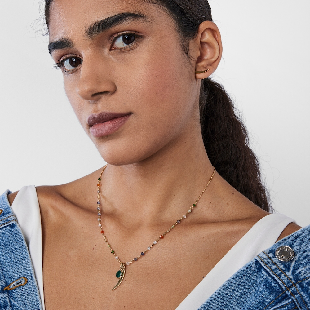 18K gold vermeil TOUS Good Vibes cornucopia Necklace with Gemstones