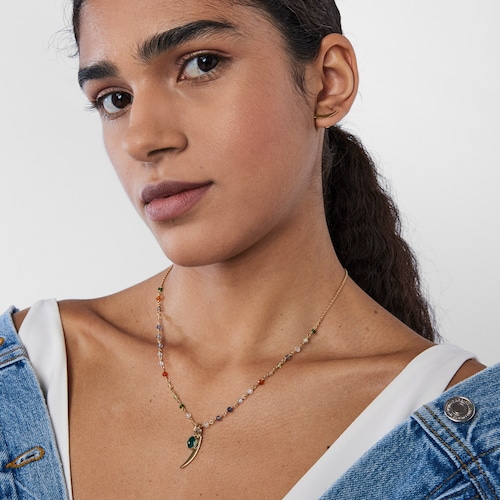 Silver Vermeil TOUS Good Vibes cornucopia Necklace with Gemstones