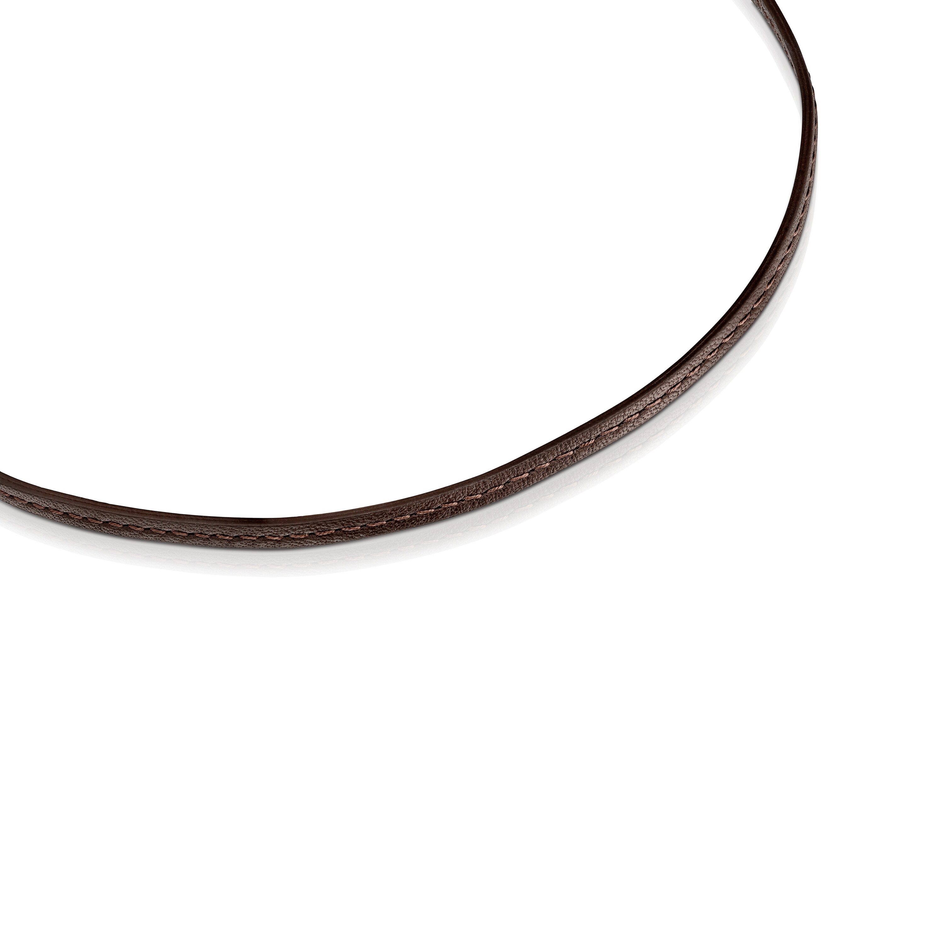 18K gold vermeil TOUS Good Vibes clover Necklace with Gemstones and brown Leather