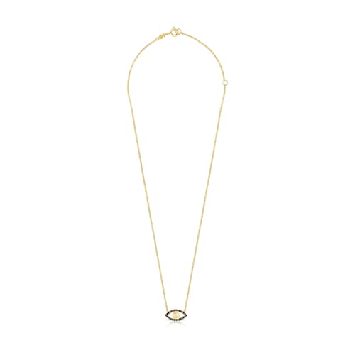 Collar ojo con baño de oro 18 kt sobre plata, plata dark silver y gemas TOUS Good Vibes