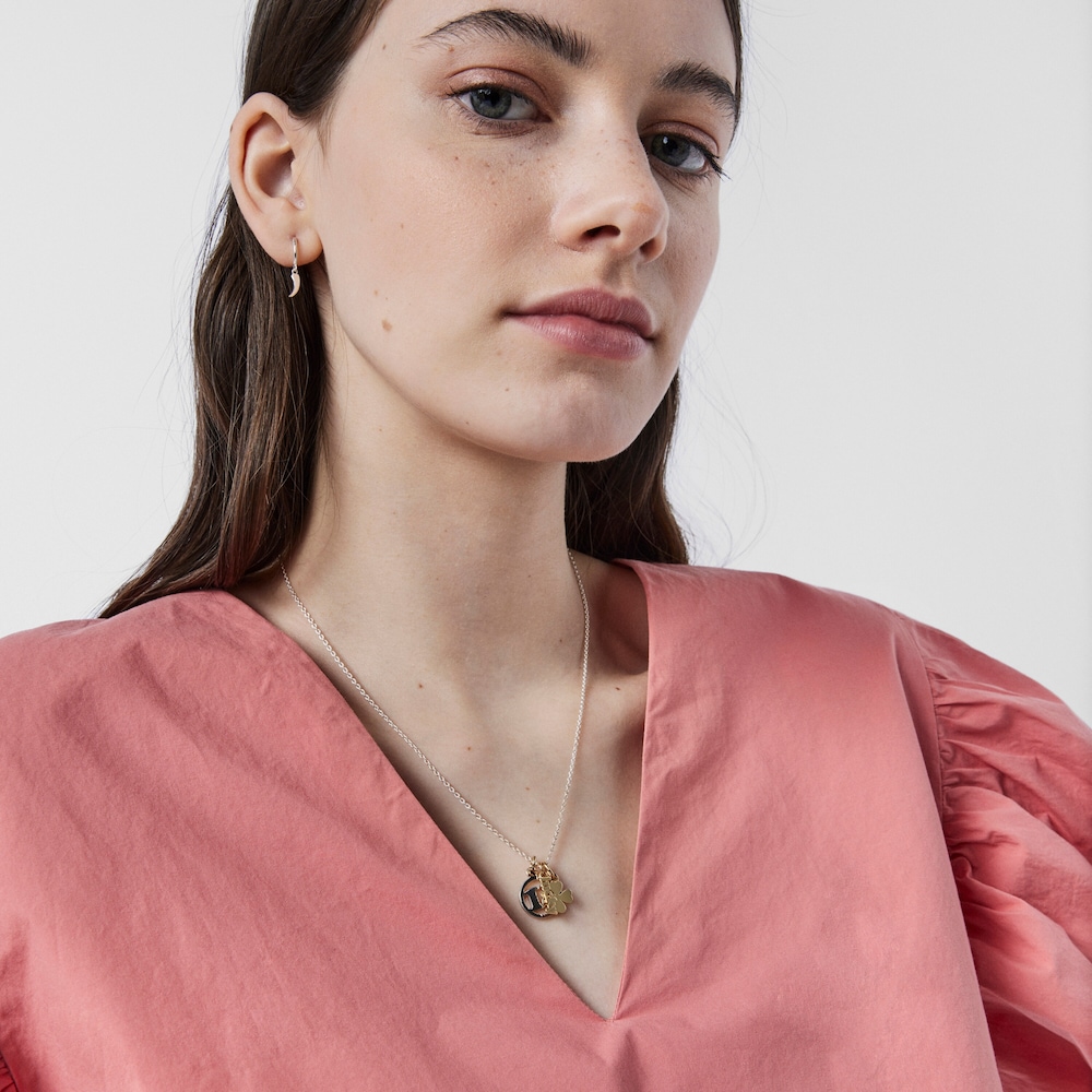 Collar TOUS Good Vibes 13 - tr&eacute;bol de plata y ba&ntilde;o de oro 18 kt sobre plata