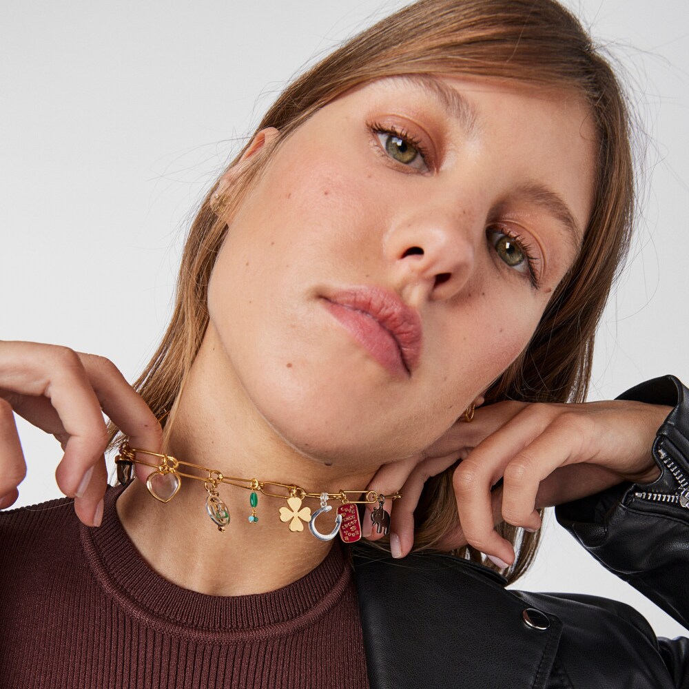 Colar TOUS Good Vibes clips - charms em Prata Vermeil, Prata Dark Silver e Pedras Preciosas